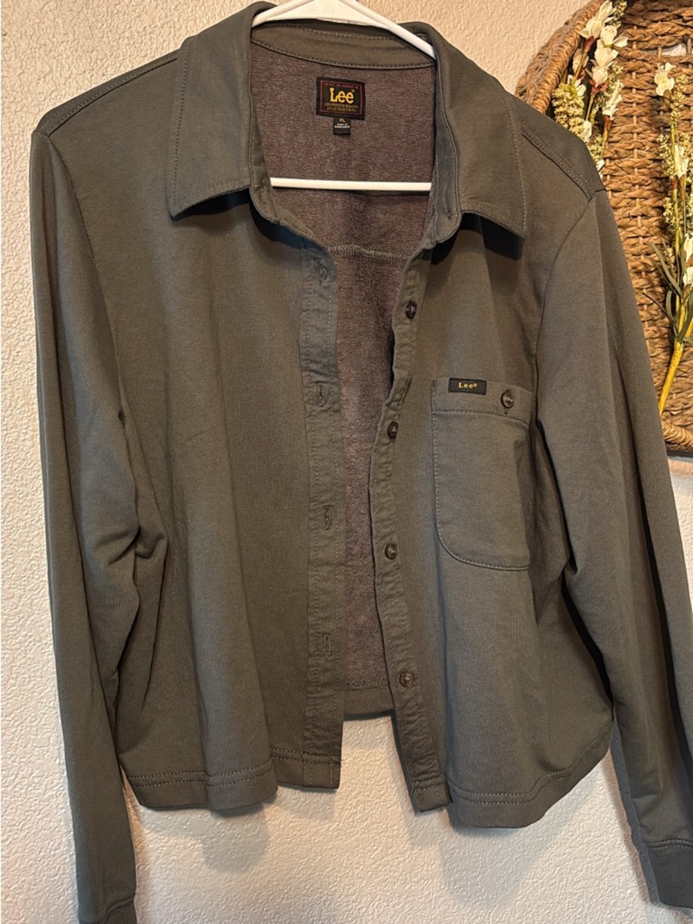 Lee Olive Green Cotton Button-Up Jacket